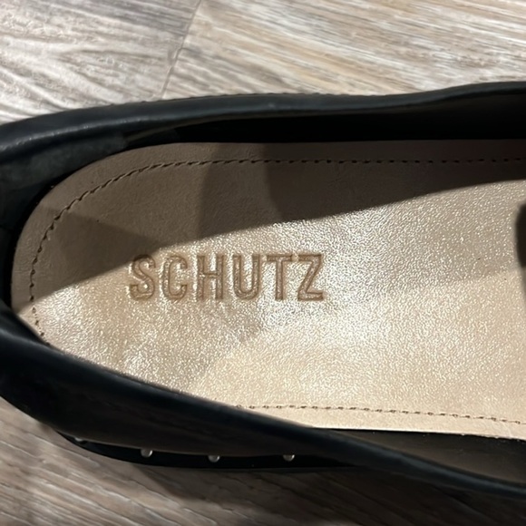 Schutz black leather Christie chunky studded lug sole loafer size 8.5 - Picture 9 of 11